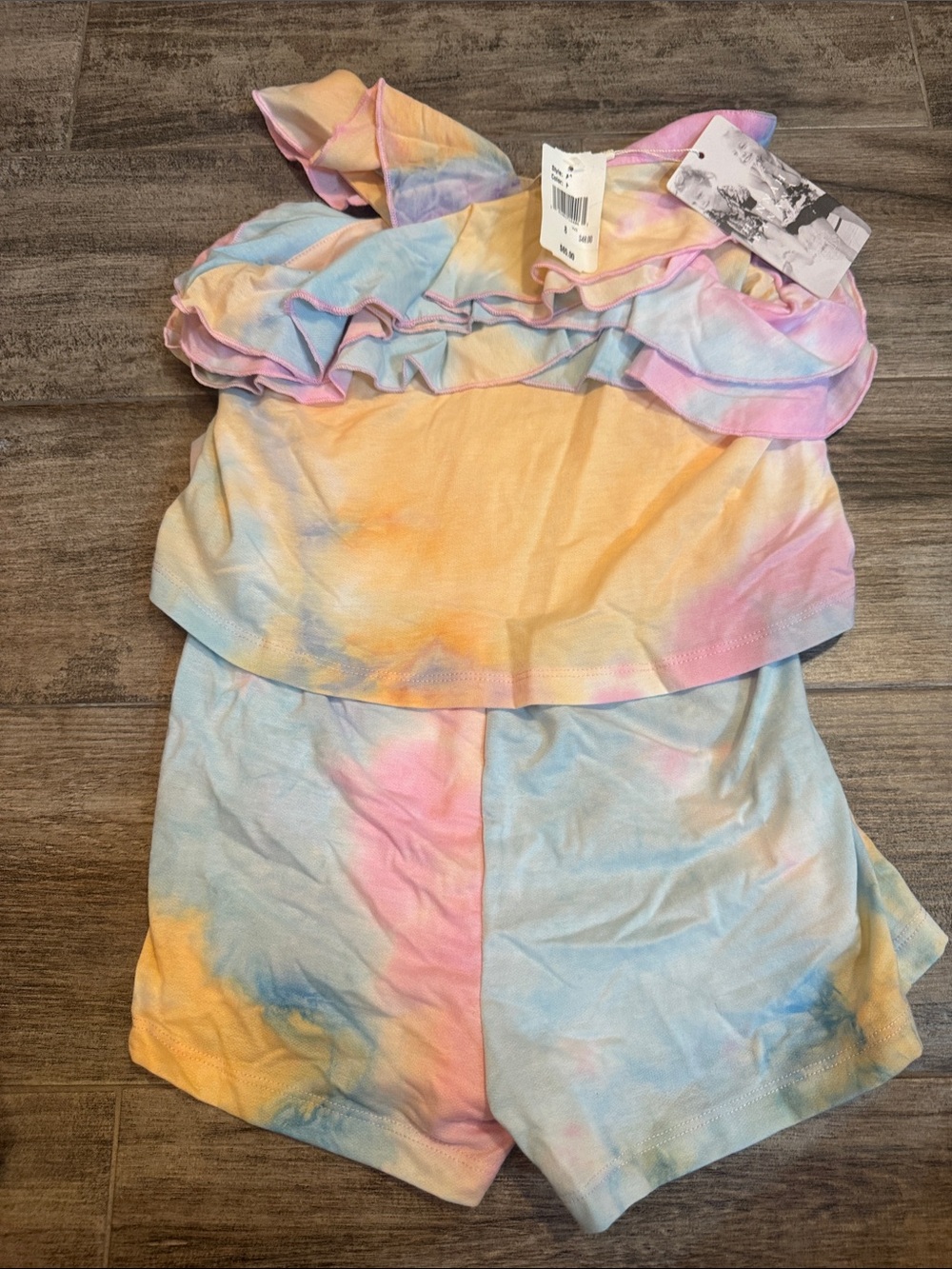 Hannah Banana Pastel Tie-Dye Ruffle One-Piece - Pink, Yellow, Blue